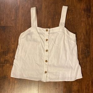 White Linen J Crew Button Front Tank Top